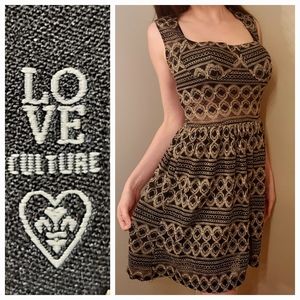 Gold and black semi sheer dress